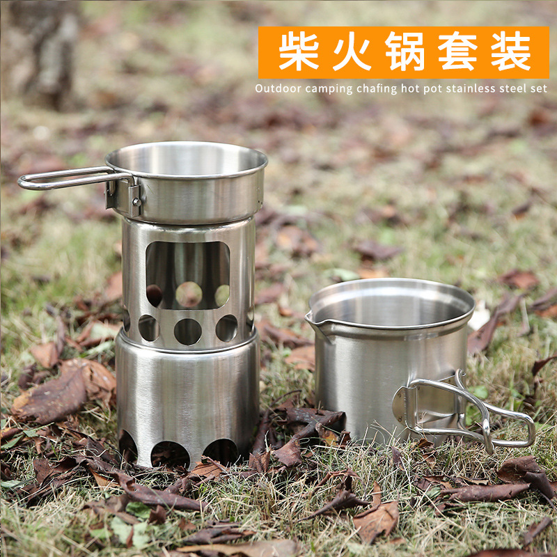 Camping Cooking Options - Beliebter Camping-Kochtopf aus Stahl und Holzofen