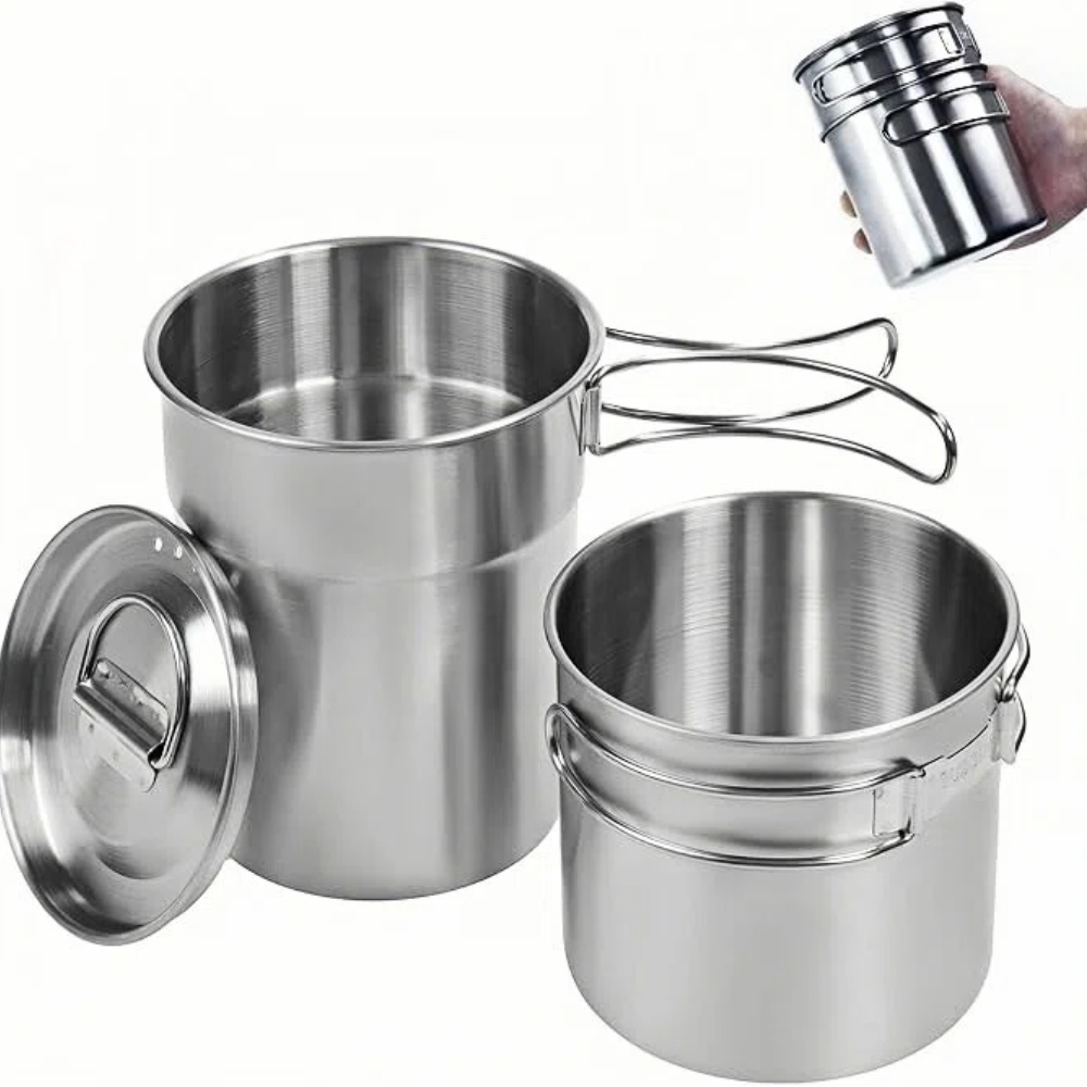 Camping Cooking Roll - Faltbare Campingbecher, Campingtöpfe, Kochgeschirr, 304-Food-Grade Outdoor-Camping-Kochset