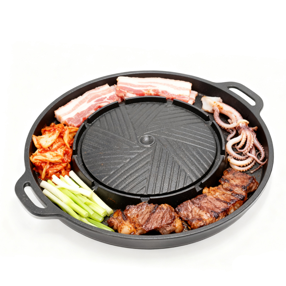 Camping Cooking Portable - KOSUN Koreanische BBQ-Grillpfanne, 2-in-1, runde Grill-Sharing-Platte