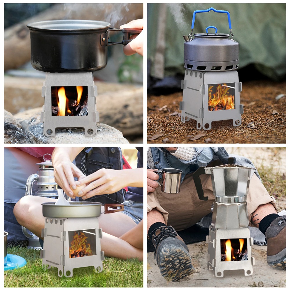 Camping Cooking Wood Stove - Camping Ofen Holzofen Alkohol Herd Edelstahl