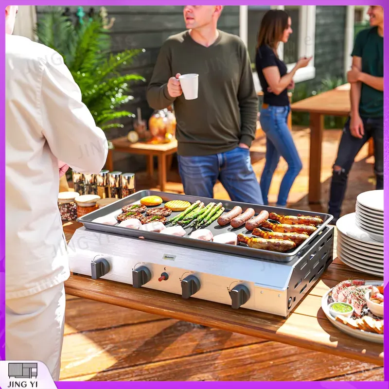 Camping Cooking Roll - Gasgrill BBQ-Grill mit Antihaft-Grillplatte Tragbarer Camping-Grill