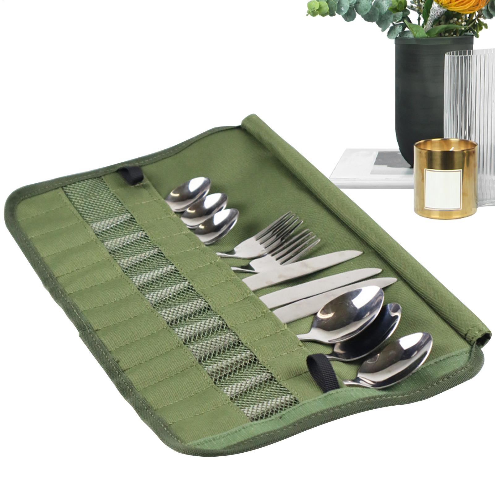 Camping Cooking Utensil Organizer - Camping-Bestecktasche, Camping-Reise-Kochutensilien-Organizer, Multifunktionale Bestecktasche für Gabeln,