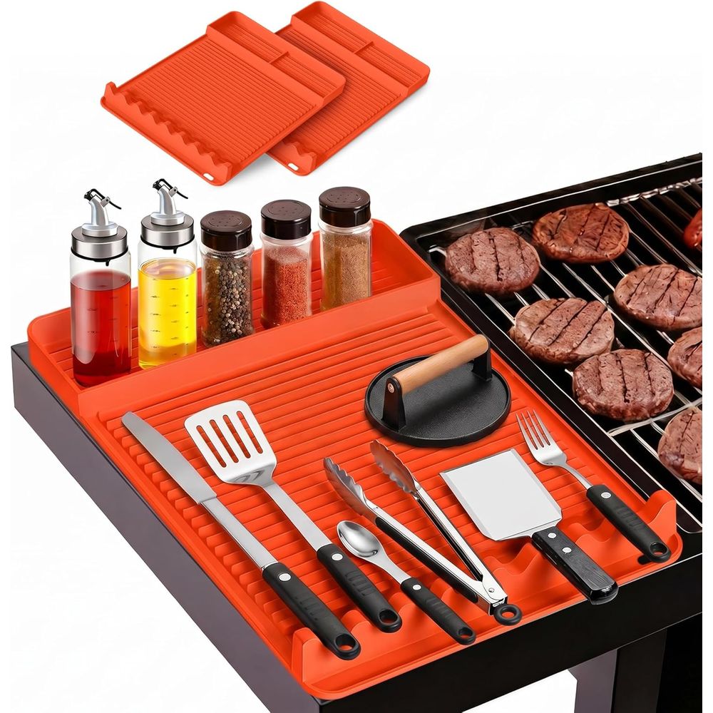 Camping Cooking - Hitzebeständige Silikon-Grillmatte - 16x11,5'' Rutschfeste BBQ-Unterlage,