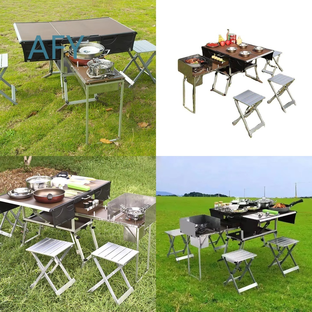 Tragbarer Klappbarer Food-Trai – Camping Cooking And Dining Set Bewertung und Preis