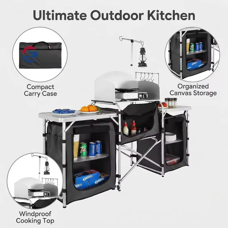 Großhandel Große Aluminium-Out – Camping Cooking Table With Windshield Bewertung und Preis