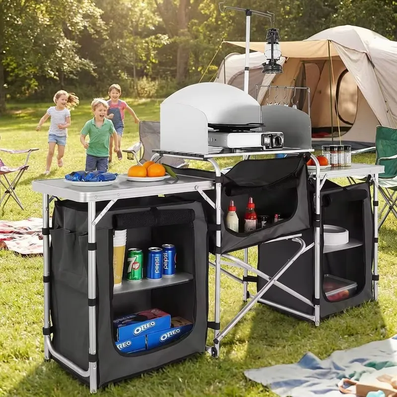 Großhandel Große Aluminium-Out – Camping Cooking Table With Windshield Bewertung und Preis